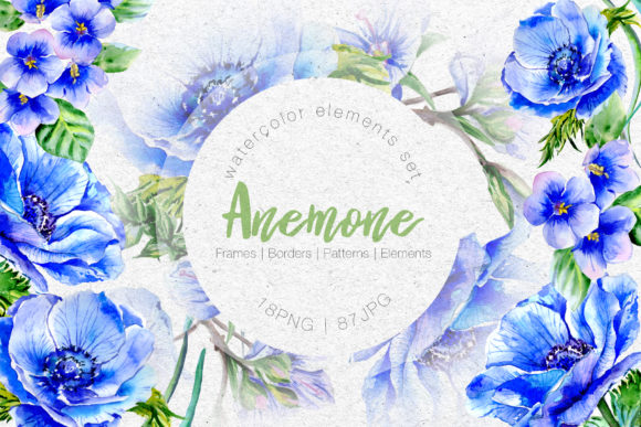 Blue Anemone Watercolor Set for Creatives
