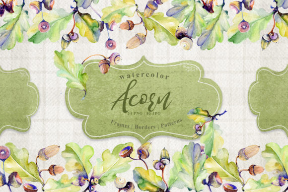 Forest Acorn Watercolor Set: A Handcrafted Design Resource for Creative Projects