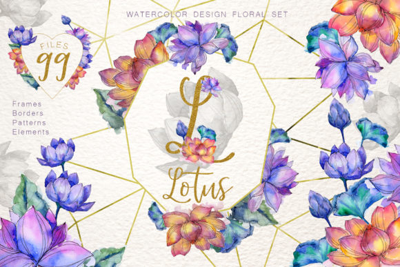 Lotus Watercolor: Hand-Painted Aquarelle Elements for Endless Creative Possibilities