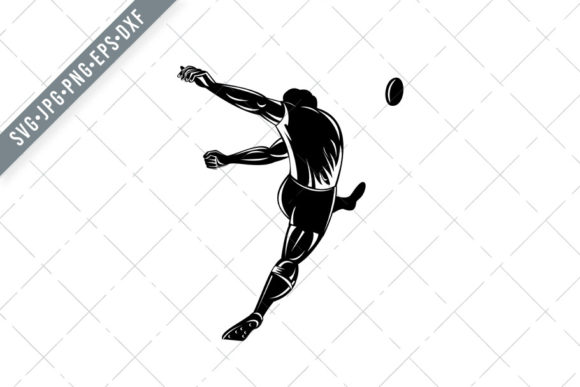 Rugby Player or Kicker Kicking Ball: Retro Woodcut Style Illustrations for Creative Design Projects