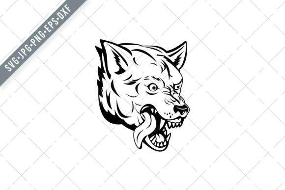 The Aggressive Grey Wolf Mascot: A Retro SVG Illustration for Bold Design Projects