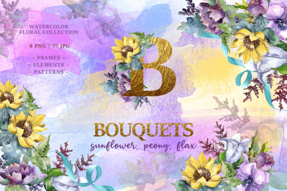 The Art of Watercolor Bouquets: A Complete Guide to Sunflowers, Peonies, and Flax Collections for DIY Creativity