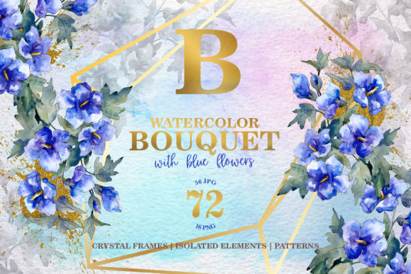 The Blue Watercolor Bouquet Design Kit