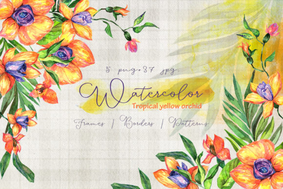 Tropical Yellow Orchid Watercolor Set: A Practical Asset for Streamlined Design Workflows